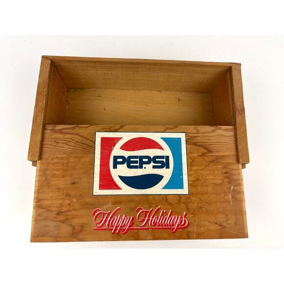 VTG Pepsi-Cola Crate Wooden Advertising Box Wood Lid Bottle Drink Sliding Lid - Picture 10 of 16